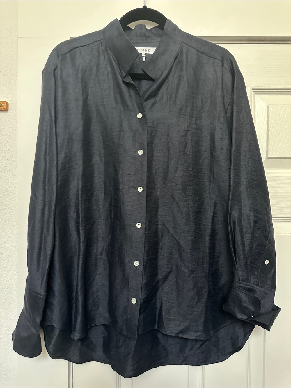 Frame Denim Navy Button-Up Top
